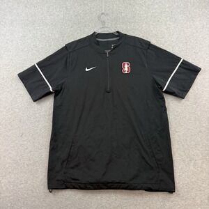 Stanford Cardinal Jacket Mens L Short‎ Sleeve 1/4 Zip College Football Nike Blac